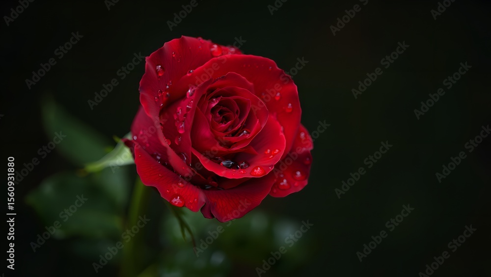 red rose with water drops in dark background red rose with water drops in dark background