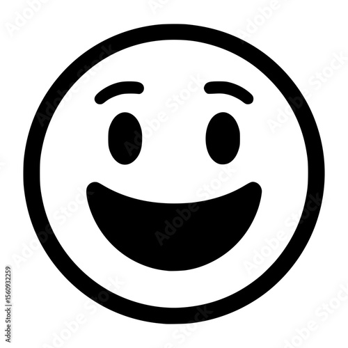 Simple black and white smiley face emoji isolated icon
