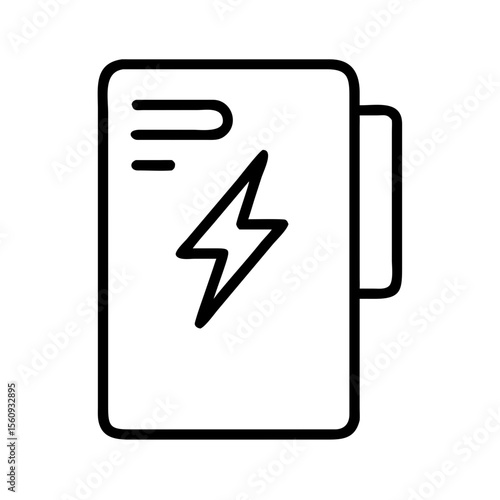 Power bank with lightning bolt symbol on minimalist background  