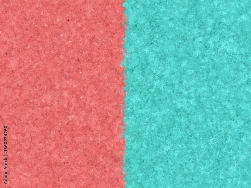 Fototapeta premium Abstract coral and turquoise textured background with a rough, divided edge, perfect for summer designs.
