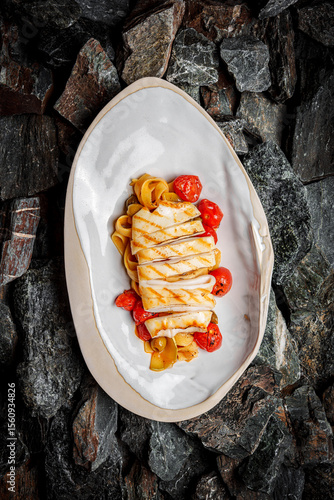 Grilled Squid Pasta on stones