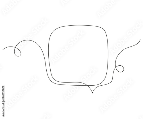 Single continuous line drawing of a chat bubble. Minimalist vector icon for messaging, social media, or communication design. Clean outline isolated on white background.