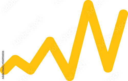 Isolated yellow zigzag line on a light yellow background depicting a fluctuating graph or chart pattern