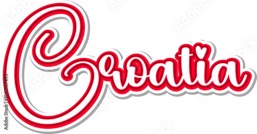 Croatia - 3D Text in Calligraphy on white background