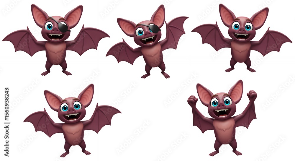 Obraz premium Cartoon bats in different poses