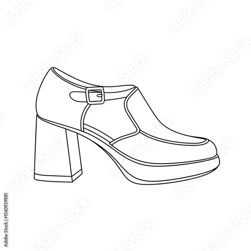 Retro platform mary jane shoe with thick heel and ankle strap