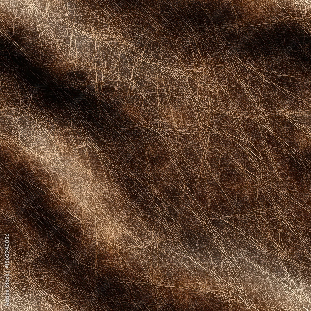 Fototapeta premium Smooth brown leather texture with light reflection