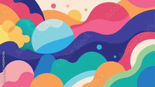 Abstract fluid shapes and organic forms colorful background with transparency