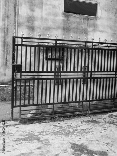 Classic Black and White Iron House Fence.