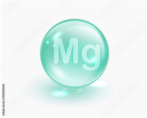 Magnesium (Mg) Mineral Supplement Softgel Capsule Symbol