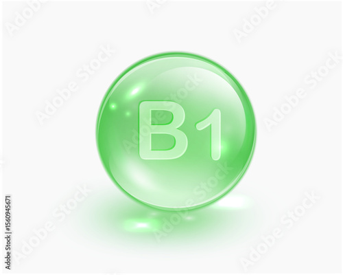 Vitamin B1 (Thiamine) Softgel Capsule Symbol Isolated