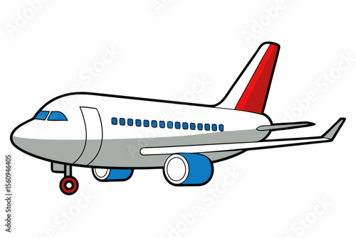 Isolated white background commercial passenger airliner ready for travel and flight