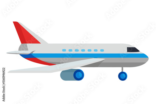 A passenger airplane in flight across the sky or isolated on a white background, representing air travel and commercial aviation