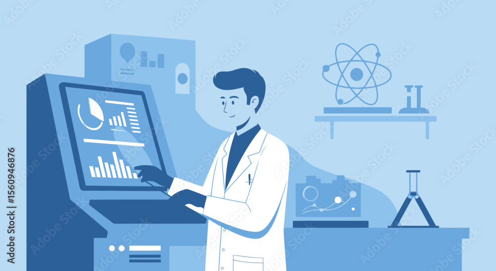 Advanced Scientific Research Scientist Analyzing Data In Modern Laboratory Setting Advanced Scientific Research Scientist Analyzing Data In Modern Laboratory Setting