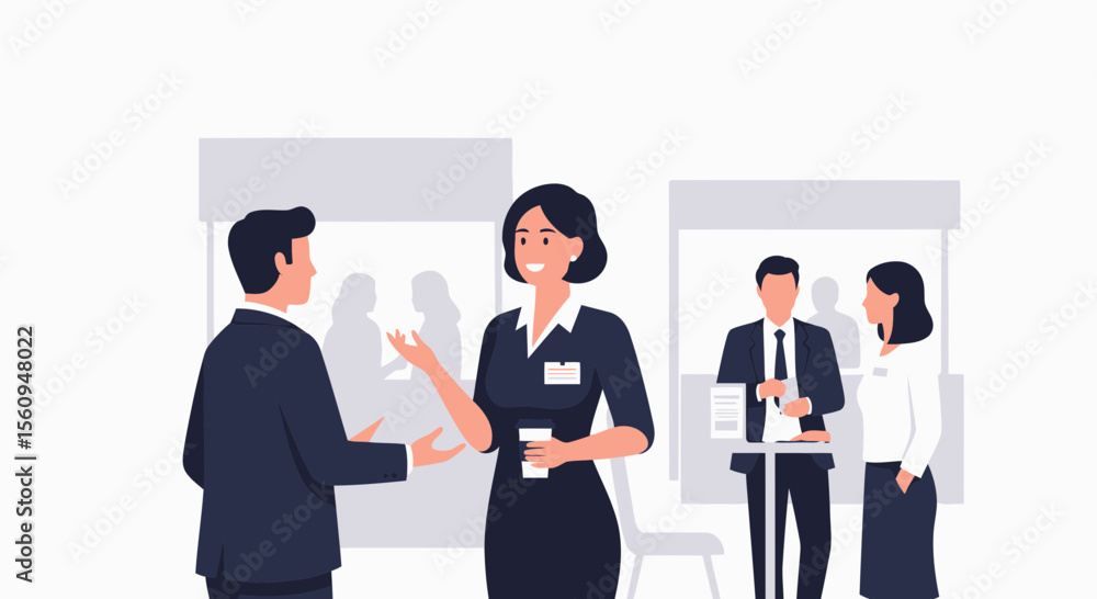 Fototapeta premium Diverse Business People Networking At A Conference Meeting Trade Show Expo Convention