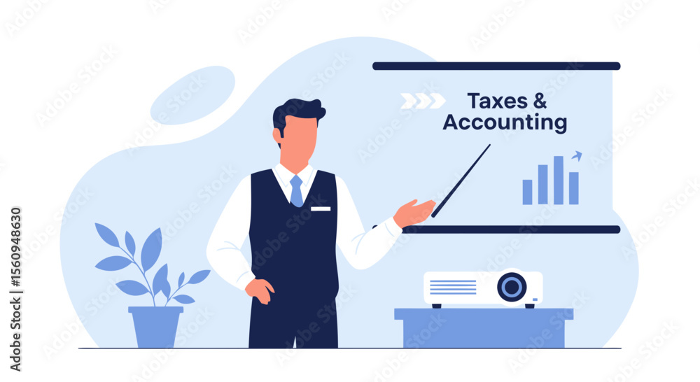 Fototapeta premium Financial Expert Delivers Informative Taxes And Accounting Presentation For Business Growth