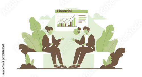 Financial Experts Strategizing Growth Discussing Investments On A Bench Outdoors