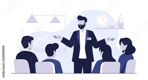 Corporate Training Session With Presenter And Audience In A Modern Office
