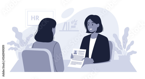 Human Resource Manager Reviewing Resume of Candidate During Job Interview Process