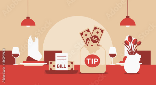 Wallpaper Mural Elegant Restaurant Scene Depicting Tipping Culture and Fine Dining Experience Torontodigital.ca