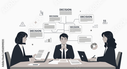 Business Team Confronting Complex Decisions During Strategic Meeting Discussions