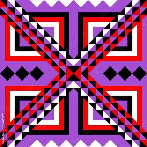 Seamless geometric pattern inspired by British and American flags with abstract shapes and patriotic design
