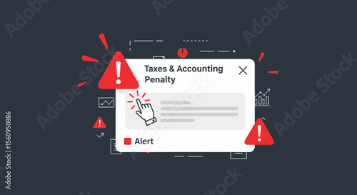 Financial Penalty Alert Message Taxes And Accounting Vector Illustration