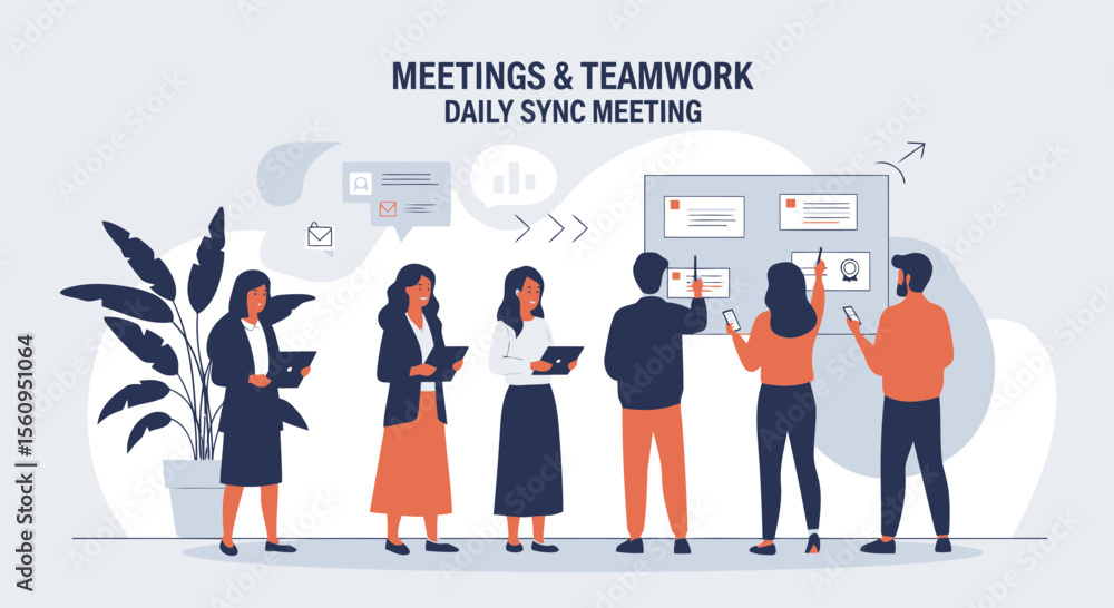 Obraz premium Professional Team Discussing Project Strategy During Sync Meeting In Modern Office