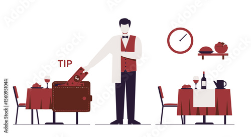 Kind Gesture Tipping At Restaurant Customer Giving Tip To Waiter After Good Service