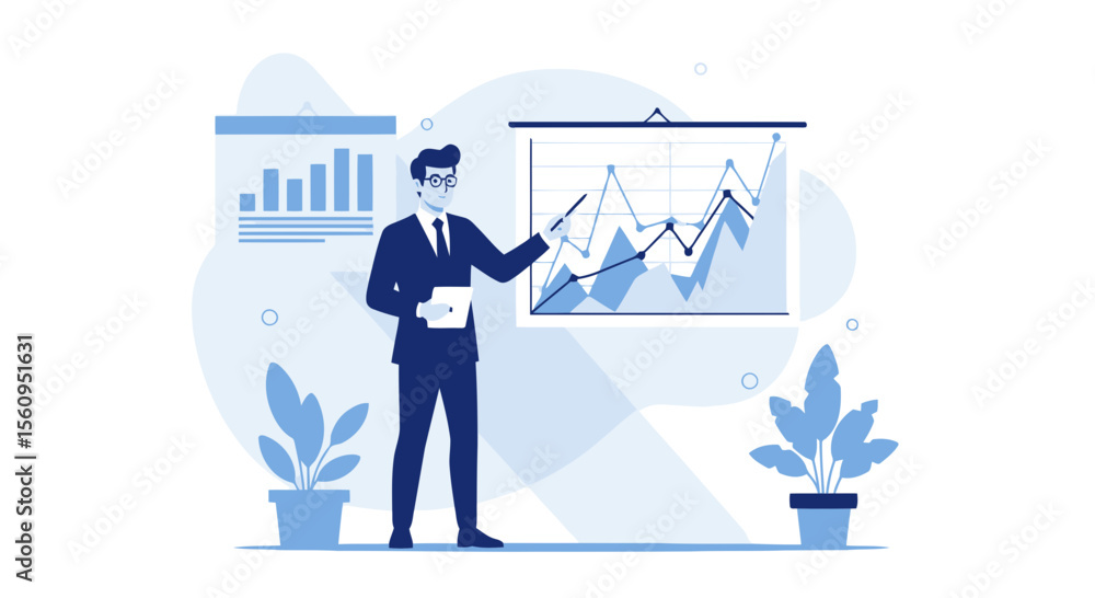 © Nur - Professional Man Presenting Financial Growth Analytics At Corporate Meeting © Nur - Professional Man Presenting Financial Growth Analytics At Corporate Meeting