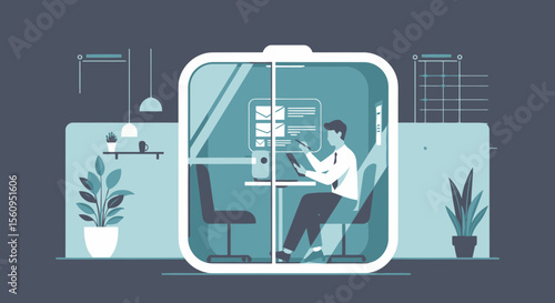 Modern Office Pod For Focused Work And Increased Productivity Illustration