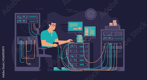 System Administrator Configuring Data Servers And Maintaining Network Infrastructure