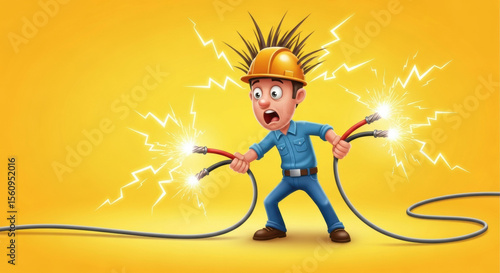 Electrical safety cartoon worker shocked by electricity hazard safety tips electrical accident prevention guide