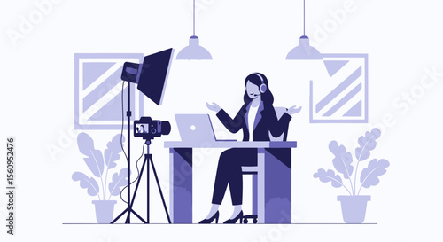 Professional Woman Creating Content For Her Social Media Channel At Her Home Studio