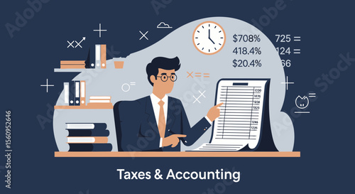 Professional Accountant Reviewing Financial Statements For Tax Season Planning