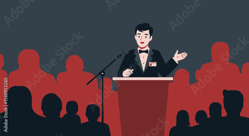 Elegant Speaker Engaging an Audience at a Formal Event or Presentation