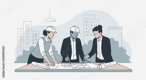 Architects And Engineers Brainstorming Plans For Urban Construction Project