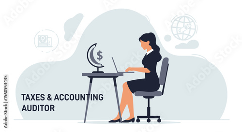 Professional Accountant Working On Financial Report Taxes And Accounting Auditor
