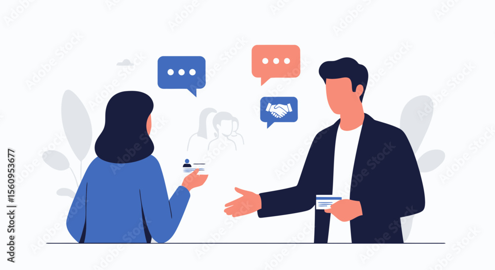 Obraz premium Professional Networking And Business Communication Between Colleagues Illustration