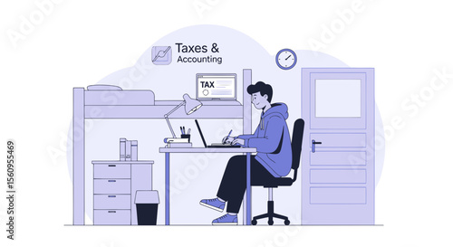 Young Professional Managing Finances And Accounting At Home With A Laptop