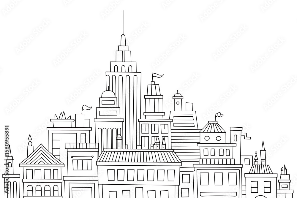 Obraz premium A city skyline, various architectural styles.