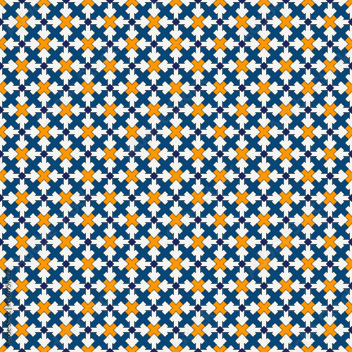 Ancient seamless pattern. Oriental tracery window ornament. Arabesque mosaic surface print. Repeated crosses motif background. Eclectic ornamental wallpaper. Vector abstract digital paper