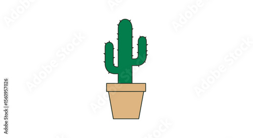 Illustration of a potted cactus plant for desert flora and home decor ideas and succulent plant designs 100 vector