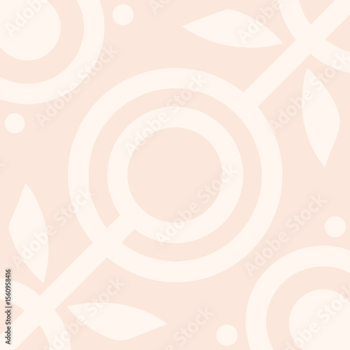Minimalist feminine venus symbol design on a soft pastel peach colored background