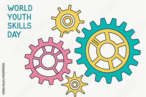 Colorful Gear Illustration for World Youth Skills Day