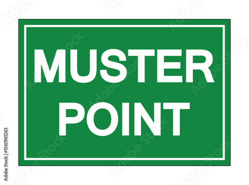 Green Safety Sign Indicating Location of Assembly Area for Emergencies