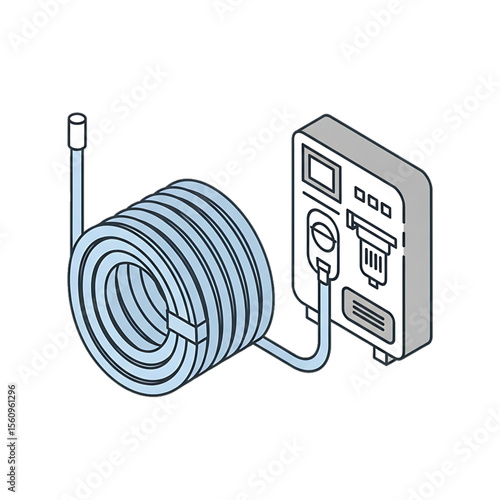 Oxygen supply hose and wall-mounted flow meter unit.