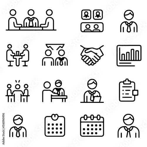 Unique and high quality Business Meeting line icon set