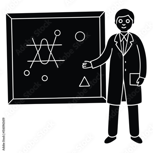 physicist element isolated blackboard with formula on white background