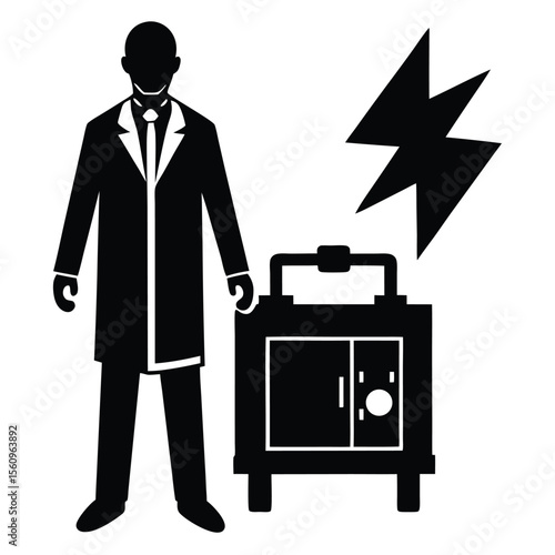 physicist element isolated electrical generator on white background